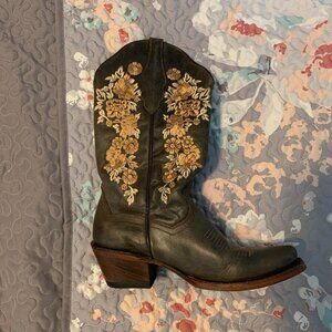 Vaquera Cruzalta Womens Boots Size 7 Brown Floral Embroidered Cowgirl Western